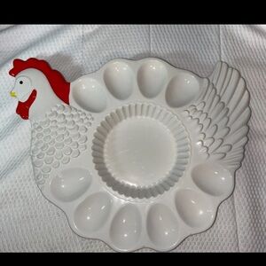 Teleflora Chicken Hen Shaped Deviled Egg Serving Platter Plate